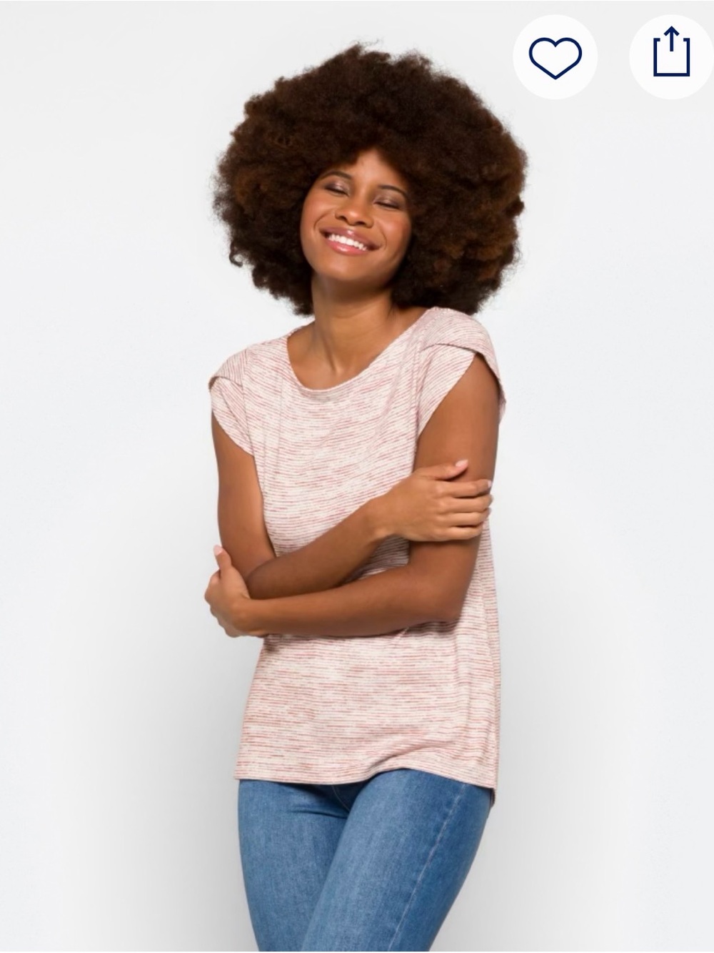 Market & Spruce Heathered Blush Short Sleeve Crew Top